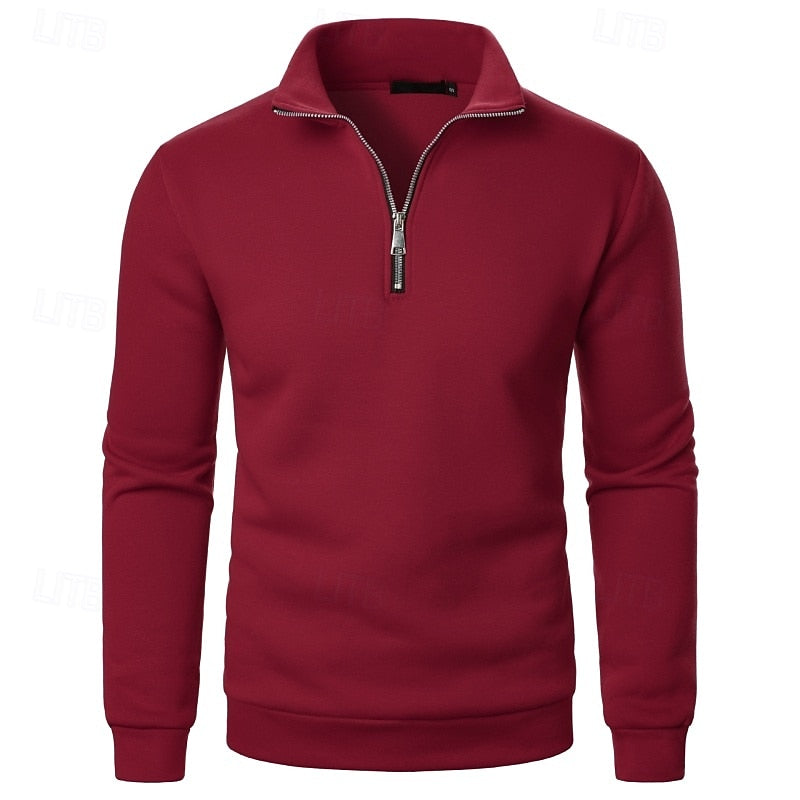 Quarter-Zip Stand-Collar Pullover for Men