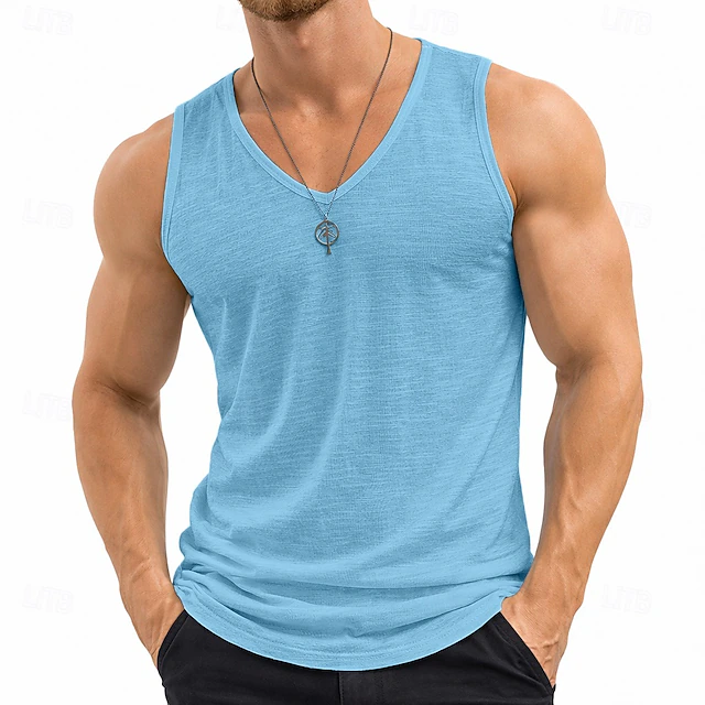 Sculpted V-Neck Tank Top for Men, Plus Size