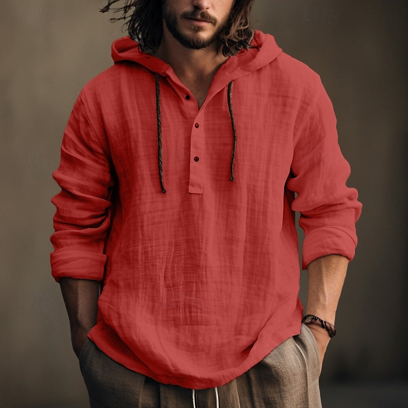 Hooded Shirt for Men, Relaxed Style