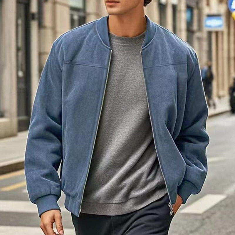 Stand-Collar Zip Jacket for Men, Plus Size