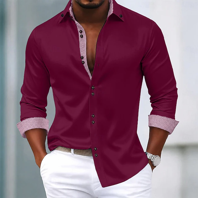 Color-Accent Shirt for Men, Refined Style