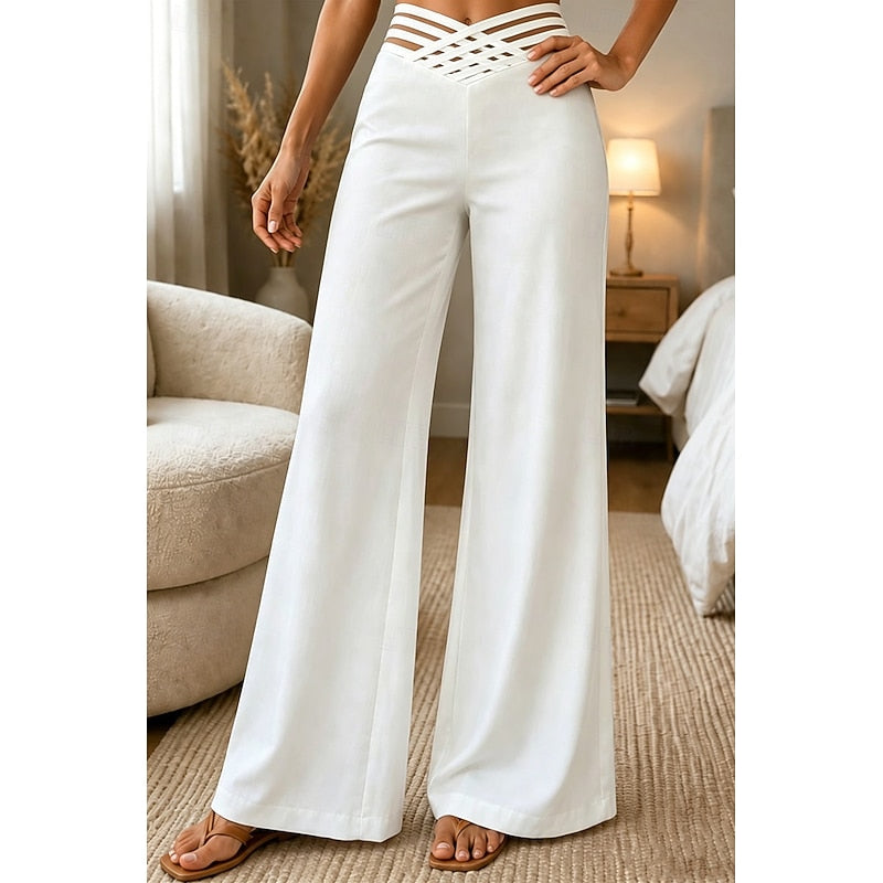 High-Waist Wide-Leg Trousers for Women, Plus Size