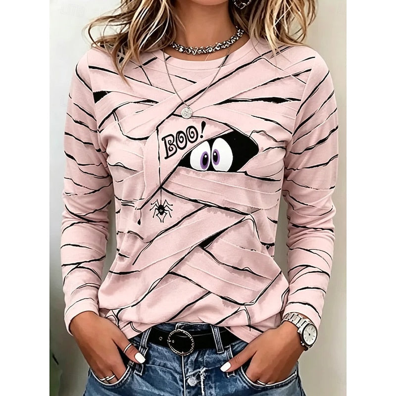 Playful Halloween Long-Sleeve Top for Women, Plus Size