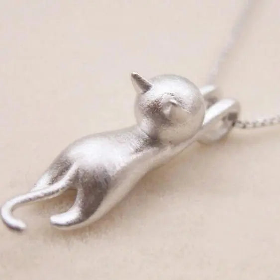Silver Cat Necklace for Women, Stylish Style