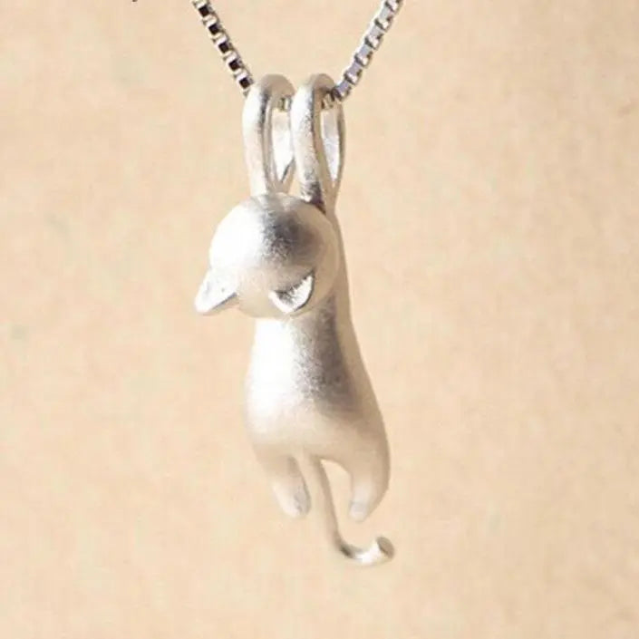 Silver Cat Necklace for Women, Stylish Style