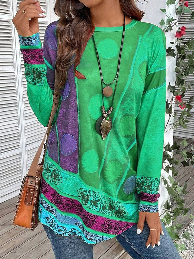 Artful Top for Women, Vintage Style