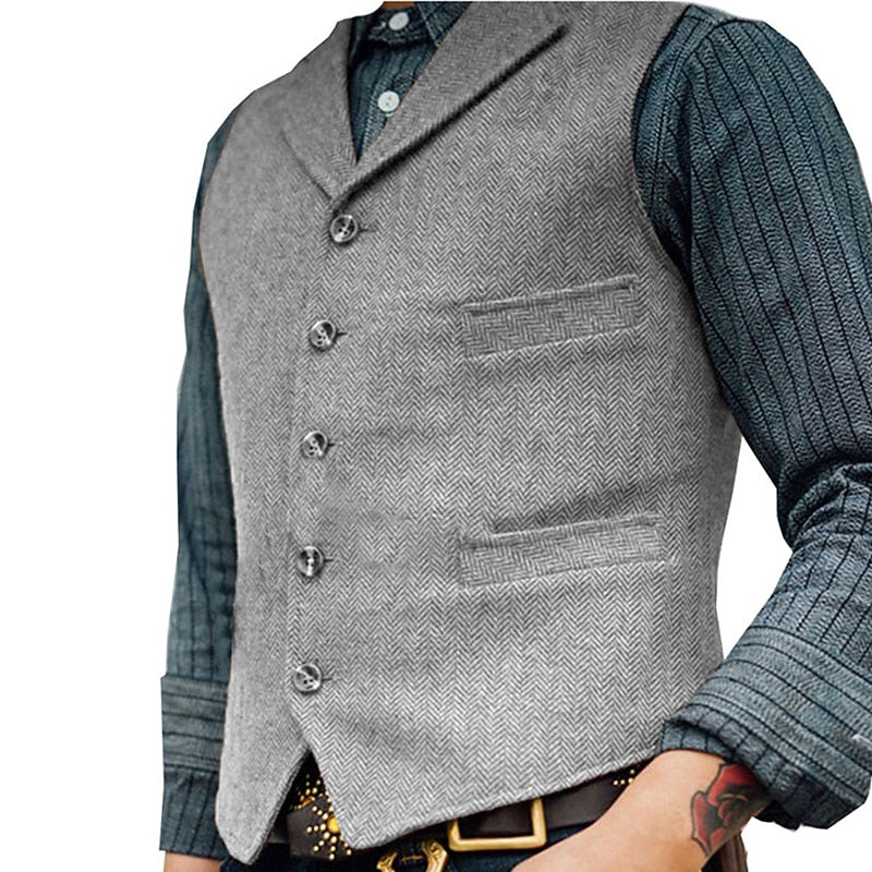 Herringbone Tailored Waistcoat for Men