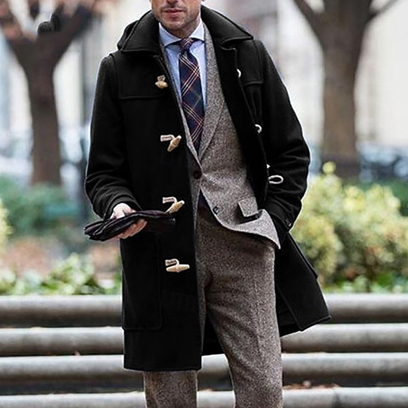 Hooded Toggle Overcoat for Men, Plus Size