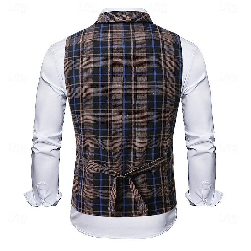 Refined Plaid Waistcoat for Men