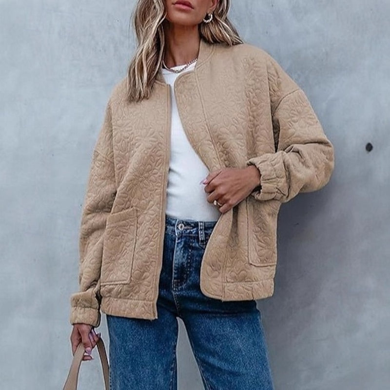 Floral Bomber Jacket for Women, Textured Style