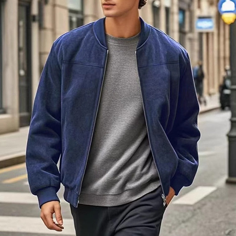 Stand-Collar Zip Jacket for Men, Plus Size