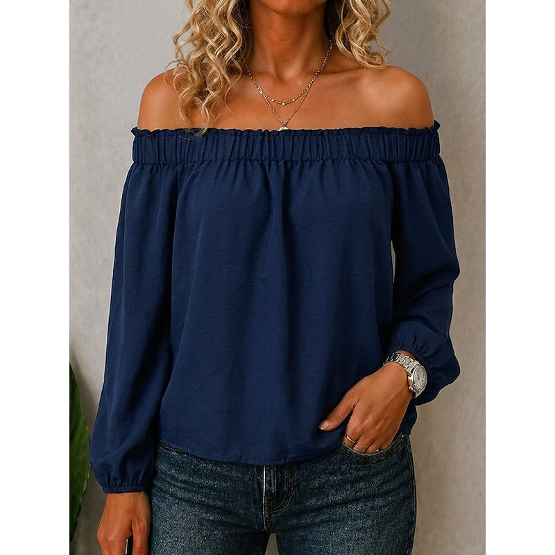 Off-Shoulder Ruffle Top for Women, Plus Size