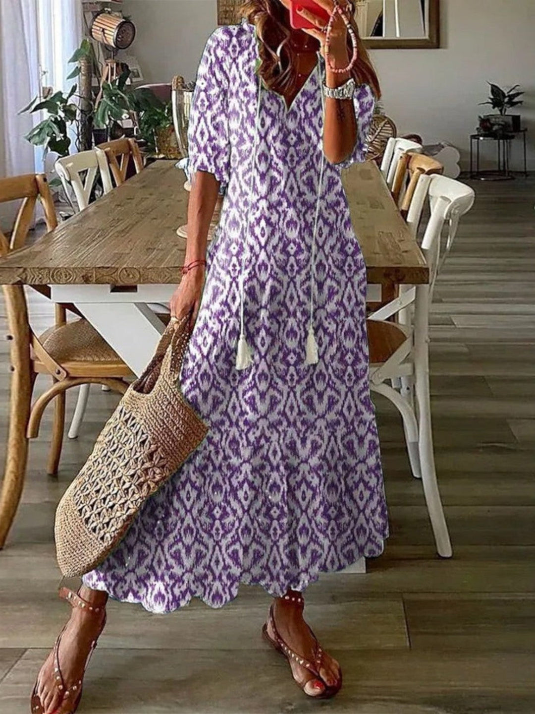 Boho V-Neck Summer Dress for Women, Plus Size