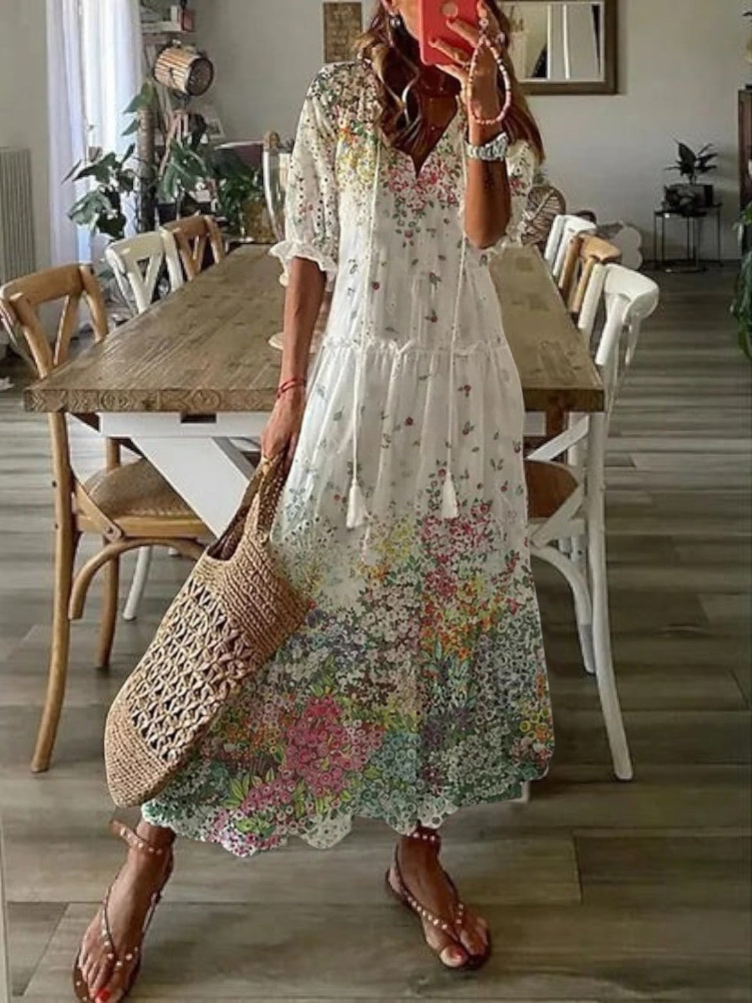 Boho V-Neck Summer Dress for Women, Plus Size