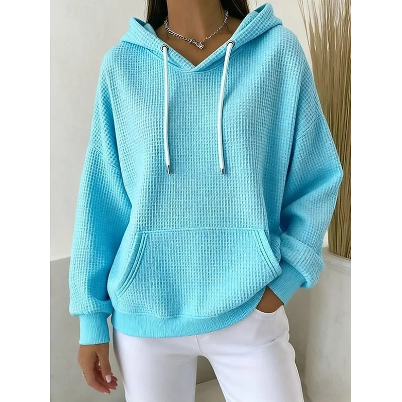 Textured Drawstring Hoodie for Women