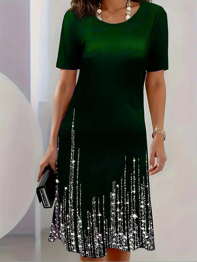 Shimmer-Hem Midi Dress for Women