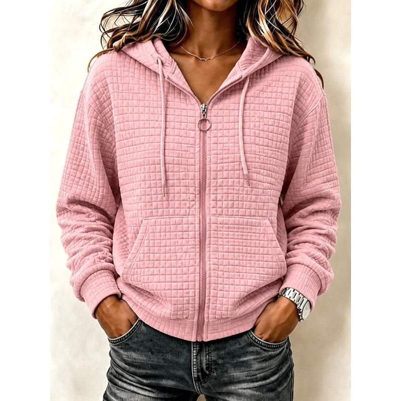 Zip-Up Hoodie, Women's Textured Fit