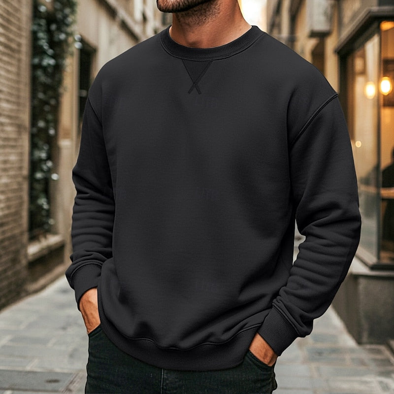 Crew Neck Sweatshirt for Men, Classic Style