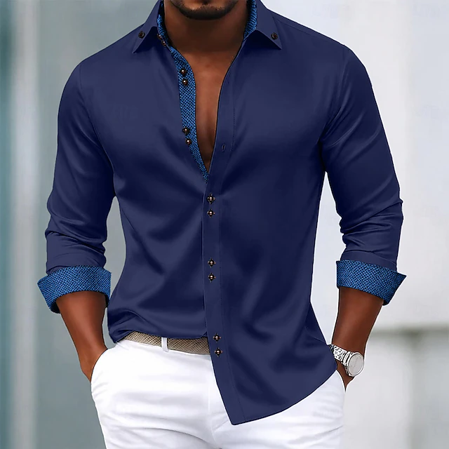 Color-Accent Shirt for Men, Refined Style