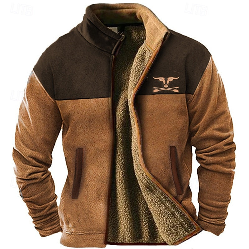 Rugged Two-Tone Fleece Jacket for Men