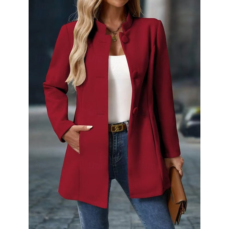 Stand-Collar Coat, Women's Elegant Fit