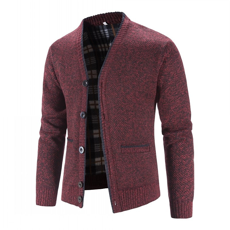 Button-Front V-Neck Cardigan for Men