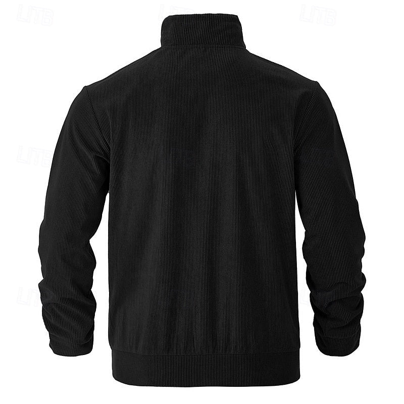 Plus Size Ribbed Utility Jacket for Men