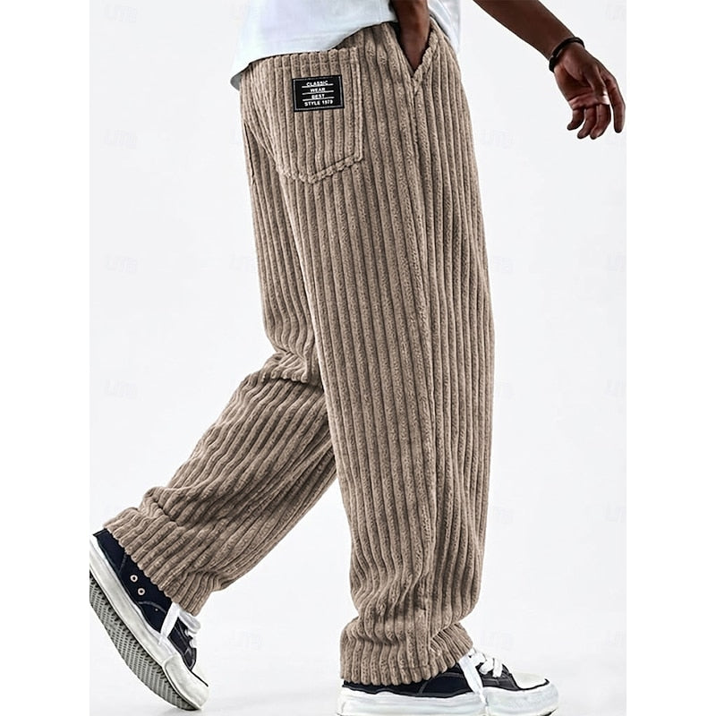 Ribbed Straight-Leg Pants for Men