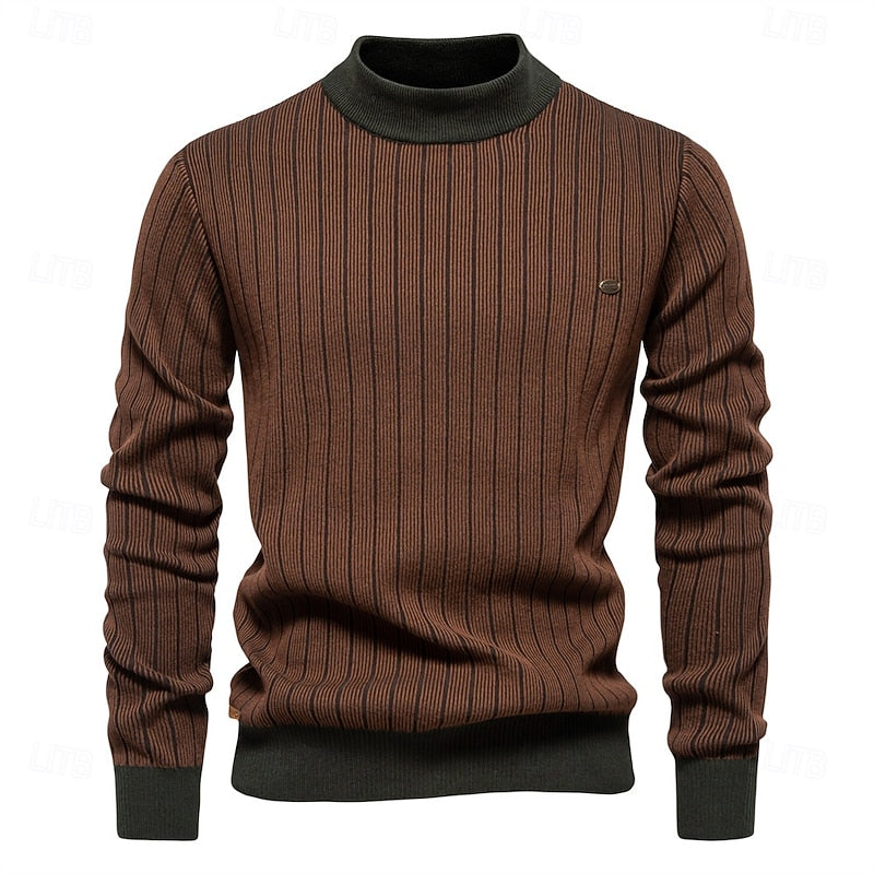 Ribbed Mock Neck Sweater for Men