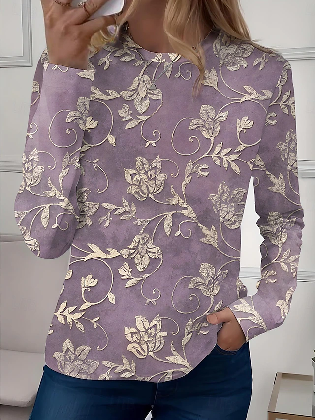 Artful Long-Sleeve Tunic for Women, Plus Size