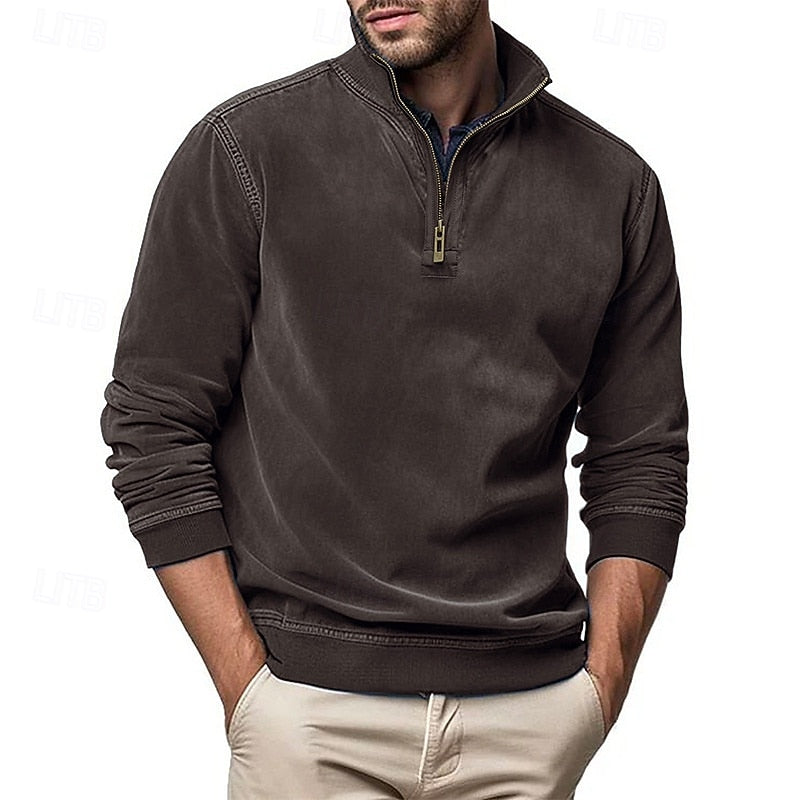 Quarter-Zip Stand-Collar Sweatshirt for Men