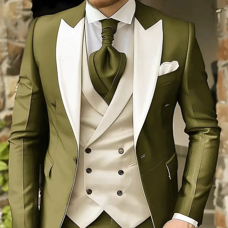 Tailored Peak-Lapel Three-Piece Set for Men, Plus Size