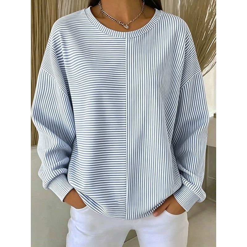 Striped Sweatshirt for Women, Relaxed Style