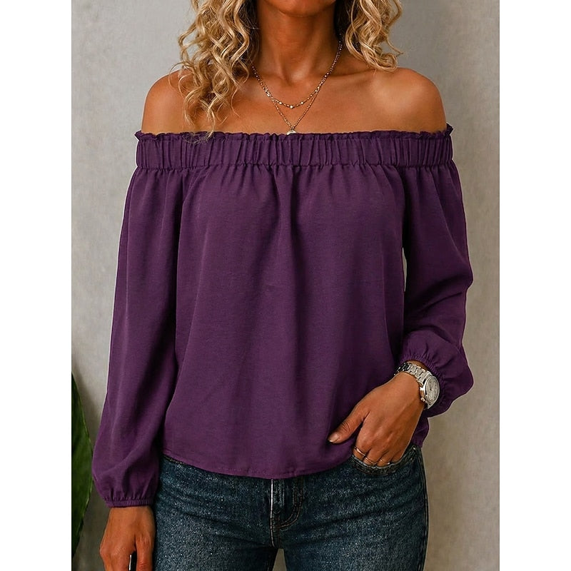 Off-Shoulder Ruffle Top for Women, Plus Size