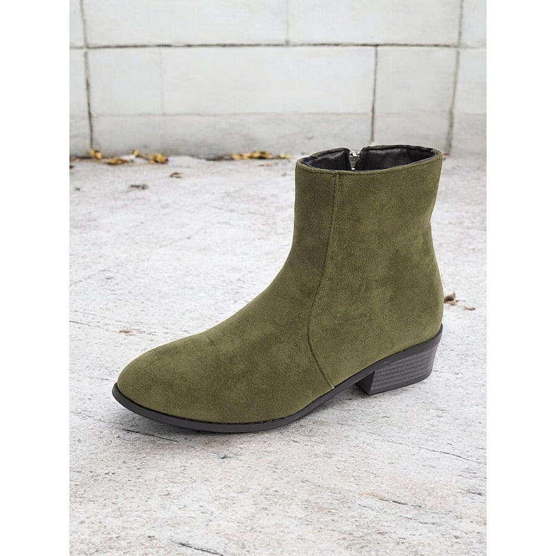 Side-Zip Block Heel Ankle Boots for Women