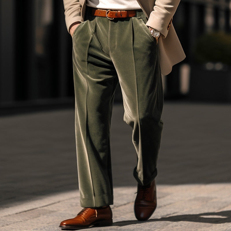 Plus Size Tailored Straight-Leg Trousers for Men