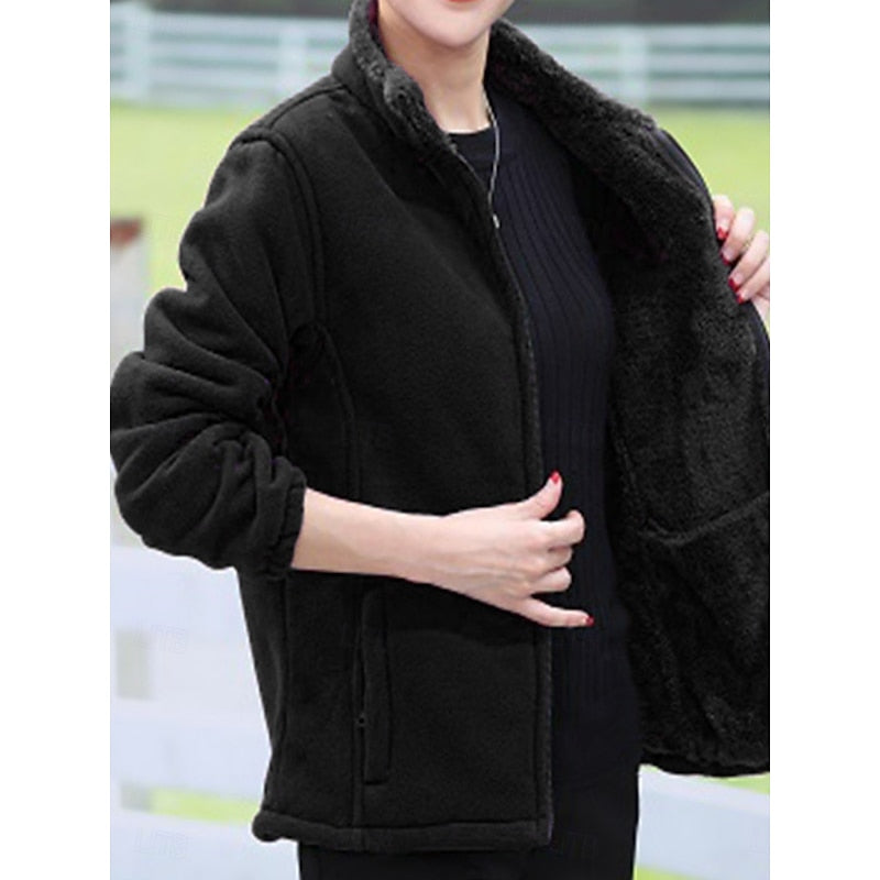 Cozy Stand-Collar Jacket for Women, Plus Size