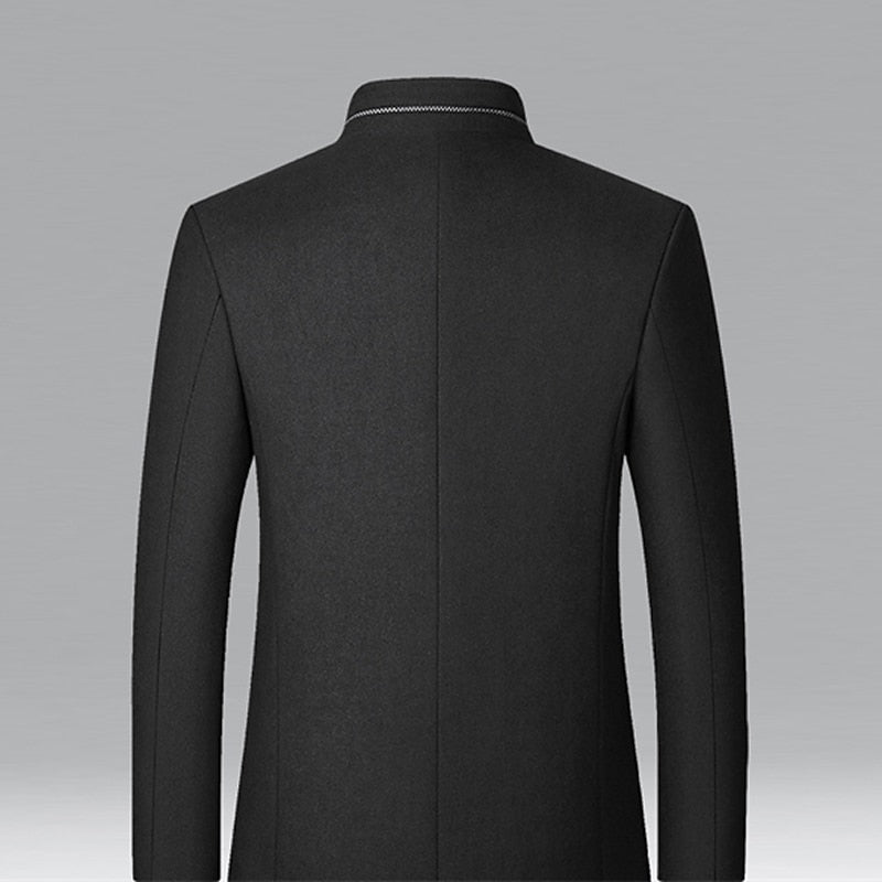Stand-Collar Overcoat for Men, Refined Style