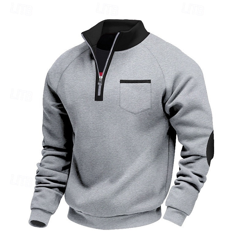 Quarter-Zip Colour Block Pullover for Men