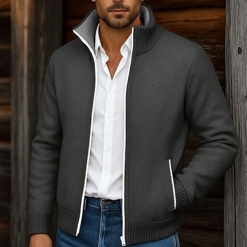 Men's Stand-Collar Zip Cardigan