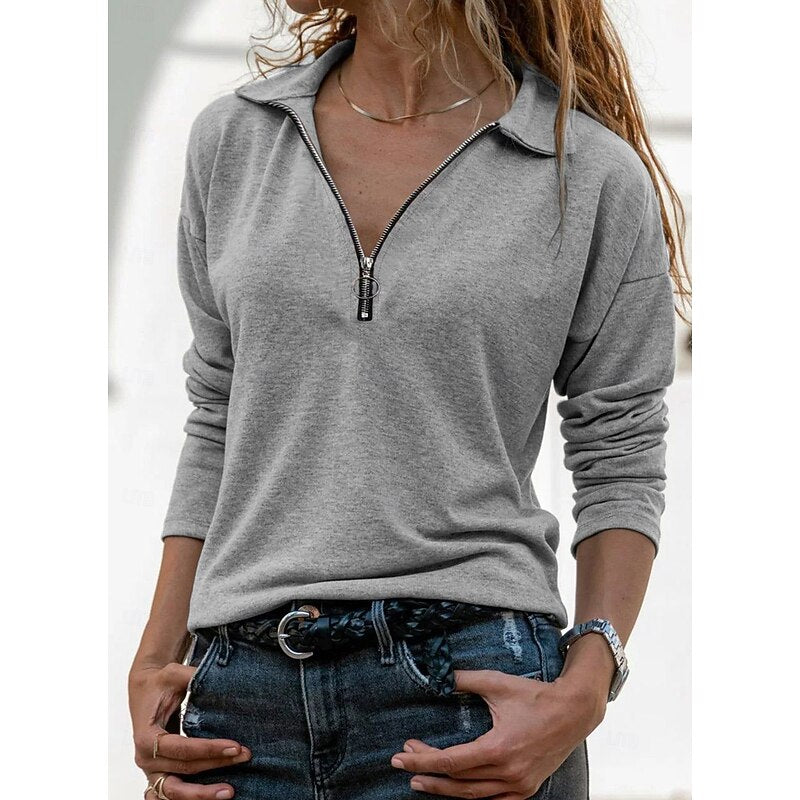 Relaxed Quarter-Zip Top for Women