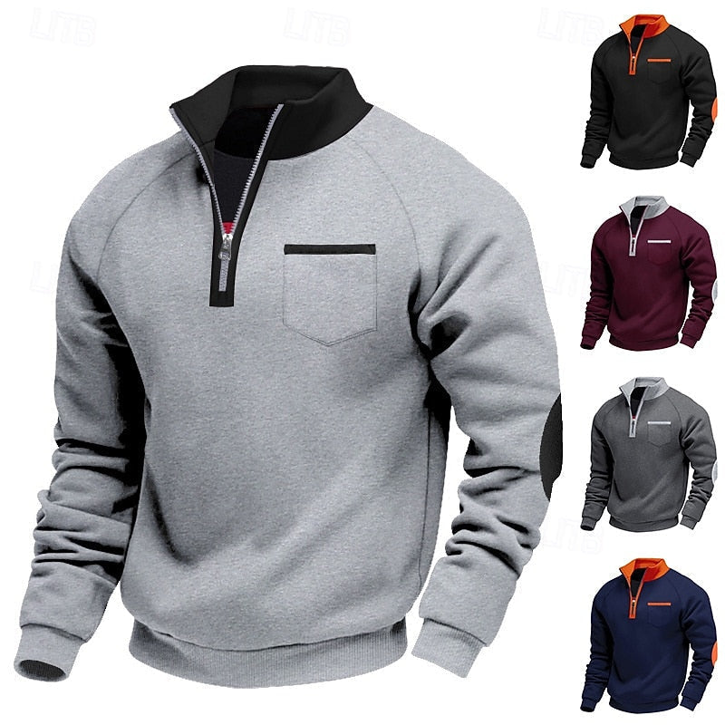 Quarter-Zip Colour Block Pullover for Men