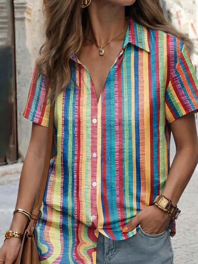 Artful Short-Sleeve Shirt for Women