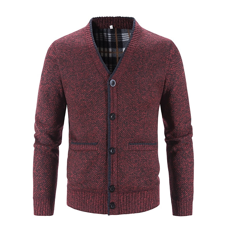 Button-Front V-Neck Cardigan for Men