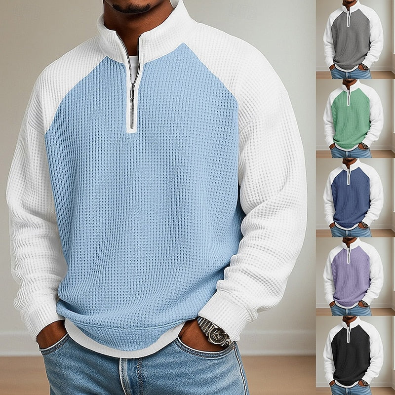 Textured Quarter-Zip Pullover for Men