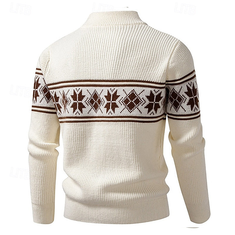 Fair Isle Zip Cardigan for Men, Plus Size