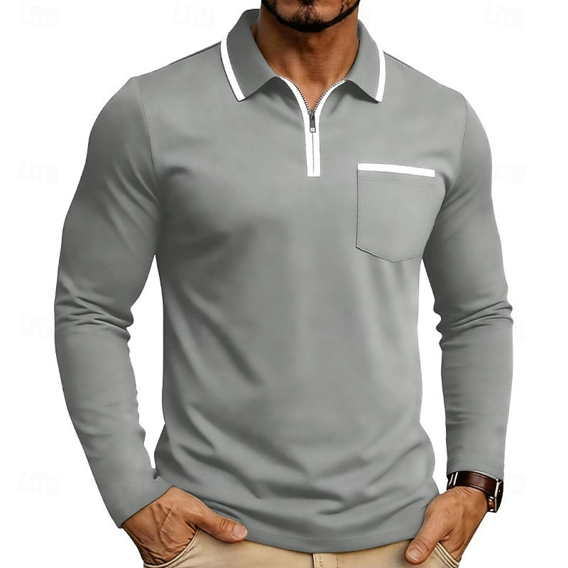 Men's Refined Quarter-Zip Polo Shirt