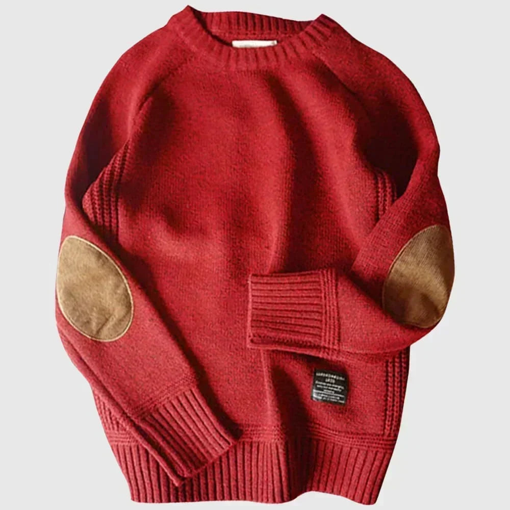 Classic Elbow-Patch Sweater for Men, Plus Size