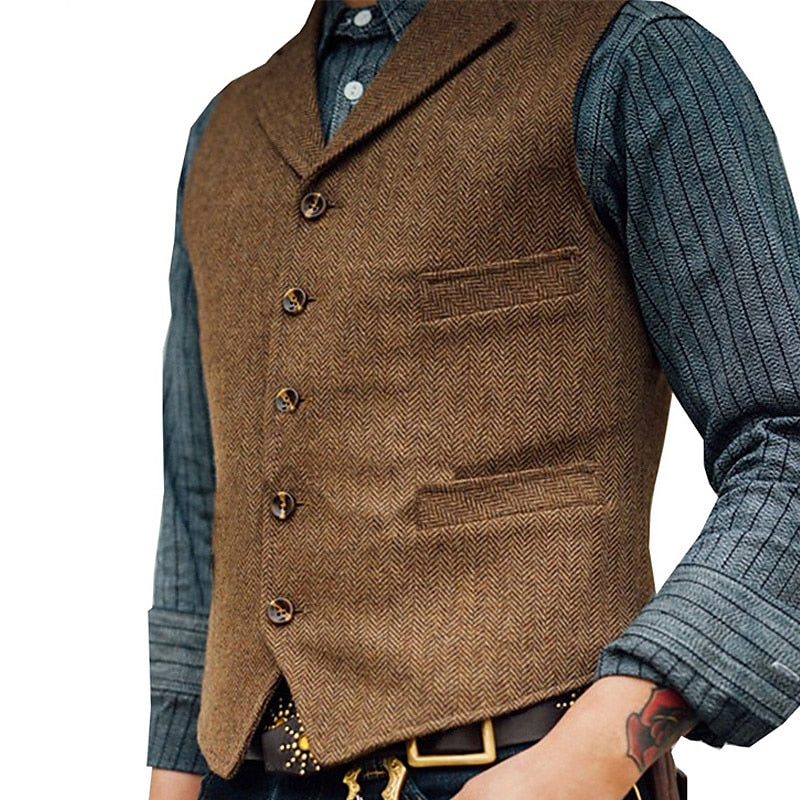 Herringbone Tailored Waistcoat for Men