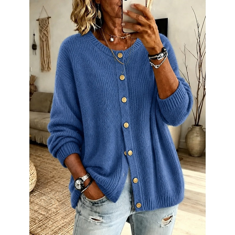 Soft Button-Front Cardigan for Women, Plus Size